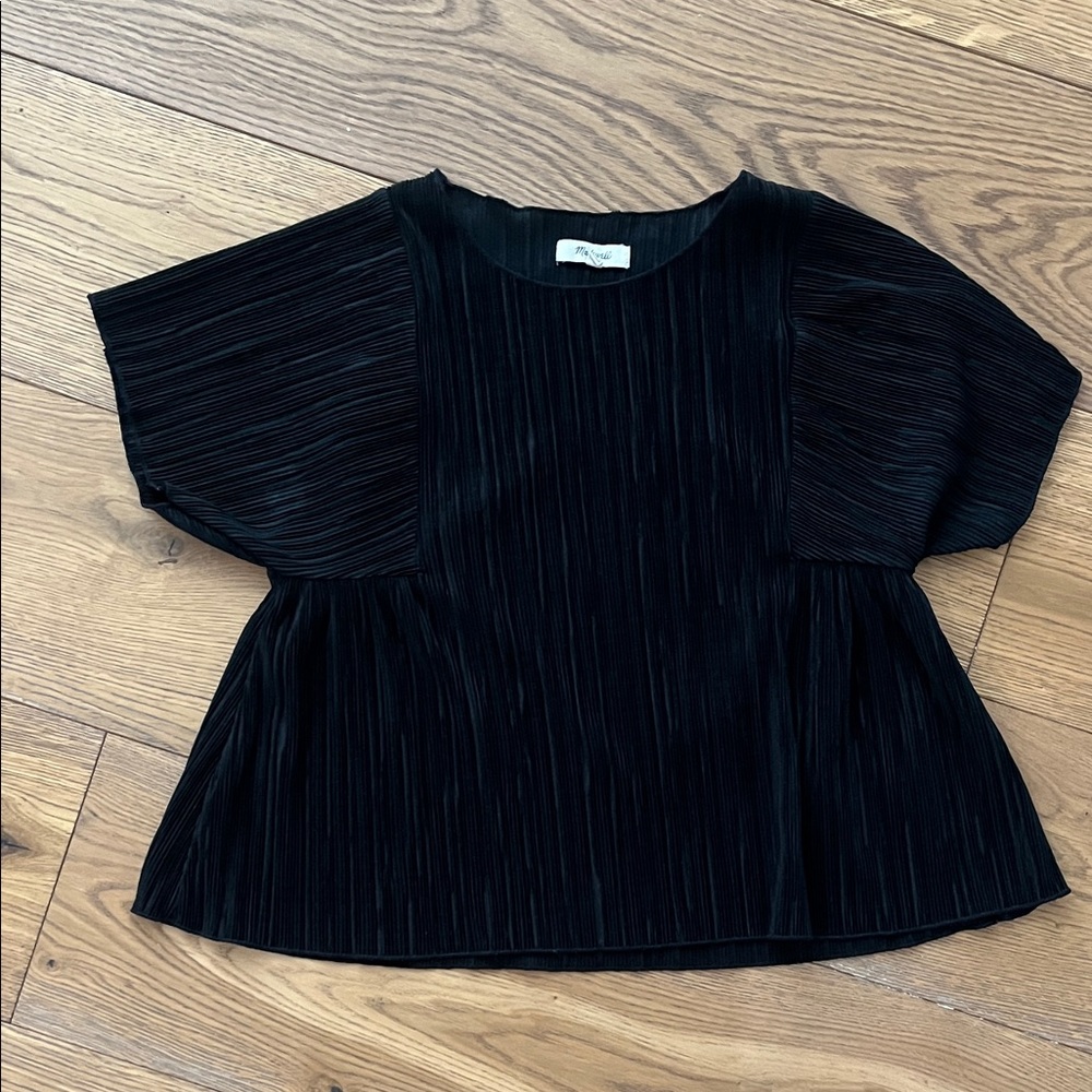 Madewell black plisse crop top size XXS